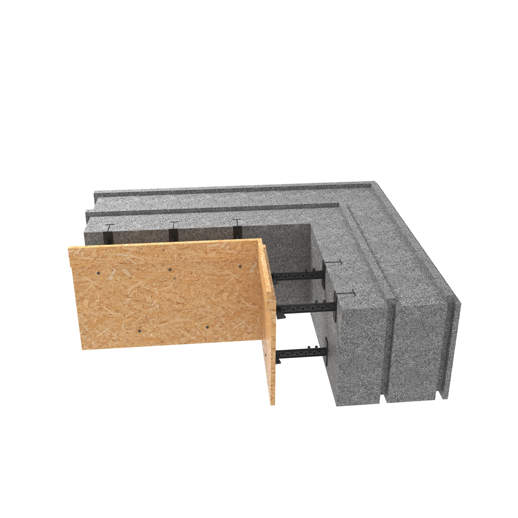 Gerader Block mit abnehmbarer Schalung OSB